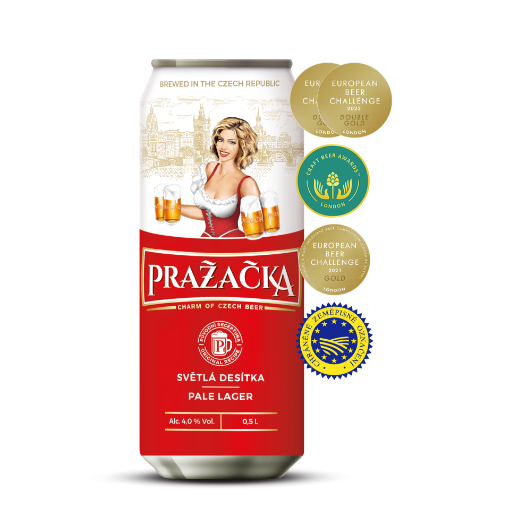 Picture of Beer Red Lager Prazacka 4.9% Can 500ml, 24 cans per case