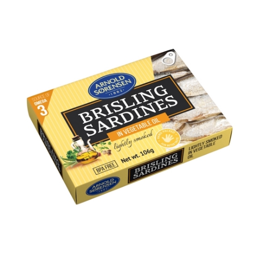 Picture of Sardines Lightly Smoked in Oil Arnold Sorensen 106g, 46 cans per case