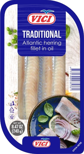 Picture of Herring Fillet in Oil Traditional Vici 240g, 10 units per case