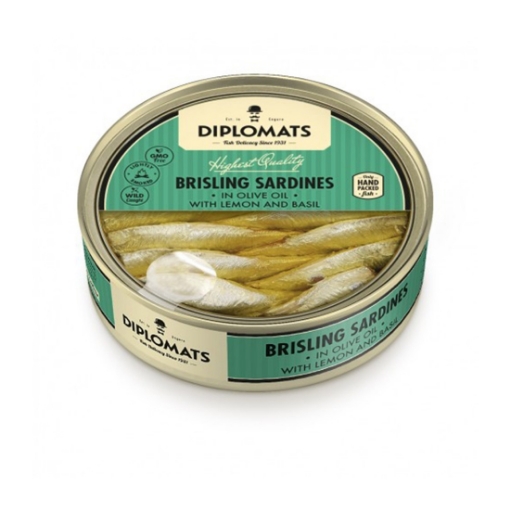 Picture of Sardines in Olive Oil with Lemon & Basil Diplomats 160g, 48 cans per case