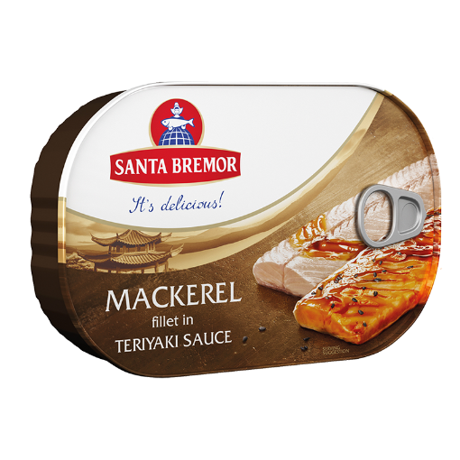 Picture of Mackerel Fillet Atlantic in Teriyaki Sauce Santa Bremor 175g, 9 cans per case 