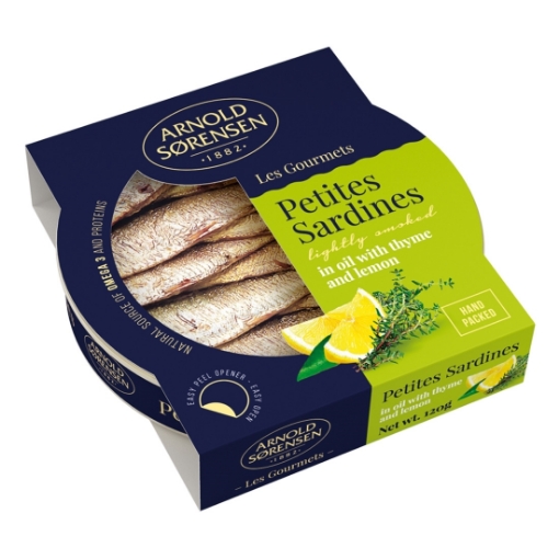 Picture of Sardines in Oil with Thyme and Lemon Arnold Sorensen 120g, 42 cans per case