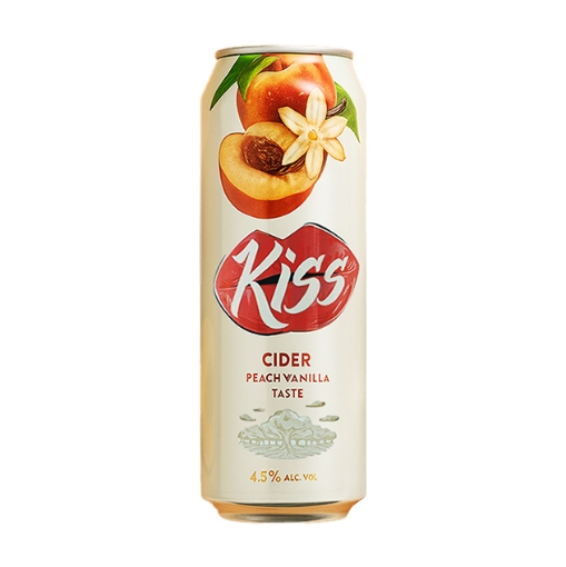 Can of Kiss Peach Vanilla Cider 4.5% 500ml - wholesale NZ