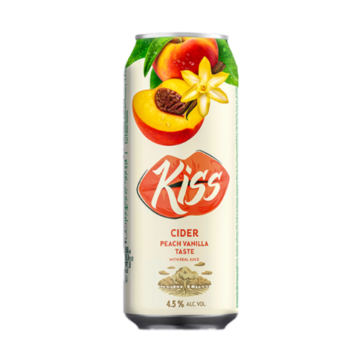 Can of Kiss Peach Vanilla Cider 4.5% 500ml - wholesale NZ