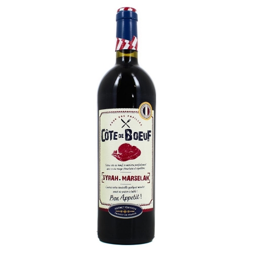 Picture of Wine IGP Pays d'Oc Red Cote Boeuf Syrah Marsel 14.5% Bottle 750ml, 6 bottles per case
