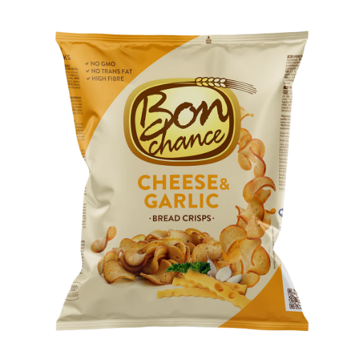Picture of Bread Crisps Rye Cheese & Garlic Flavour Bon Chance 60g, 40 packs per box