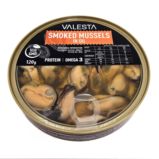 Picture of Mussels Smoked in Oil Valesta 120g, 15 cans per case